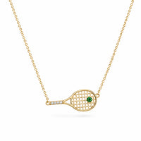 0.03CT EMERALD BALL RACQUET NECKLACE