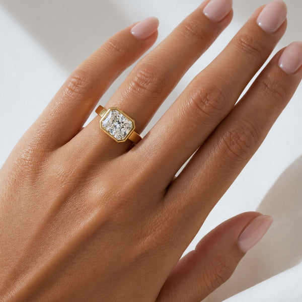 5CT RADIANT BEZEL DIAMOND RING - EmersonRyder 