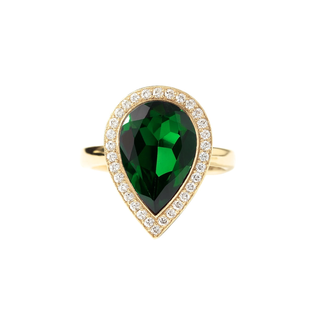 Diamond Bezel Emerald Ring