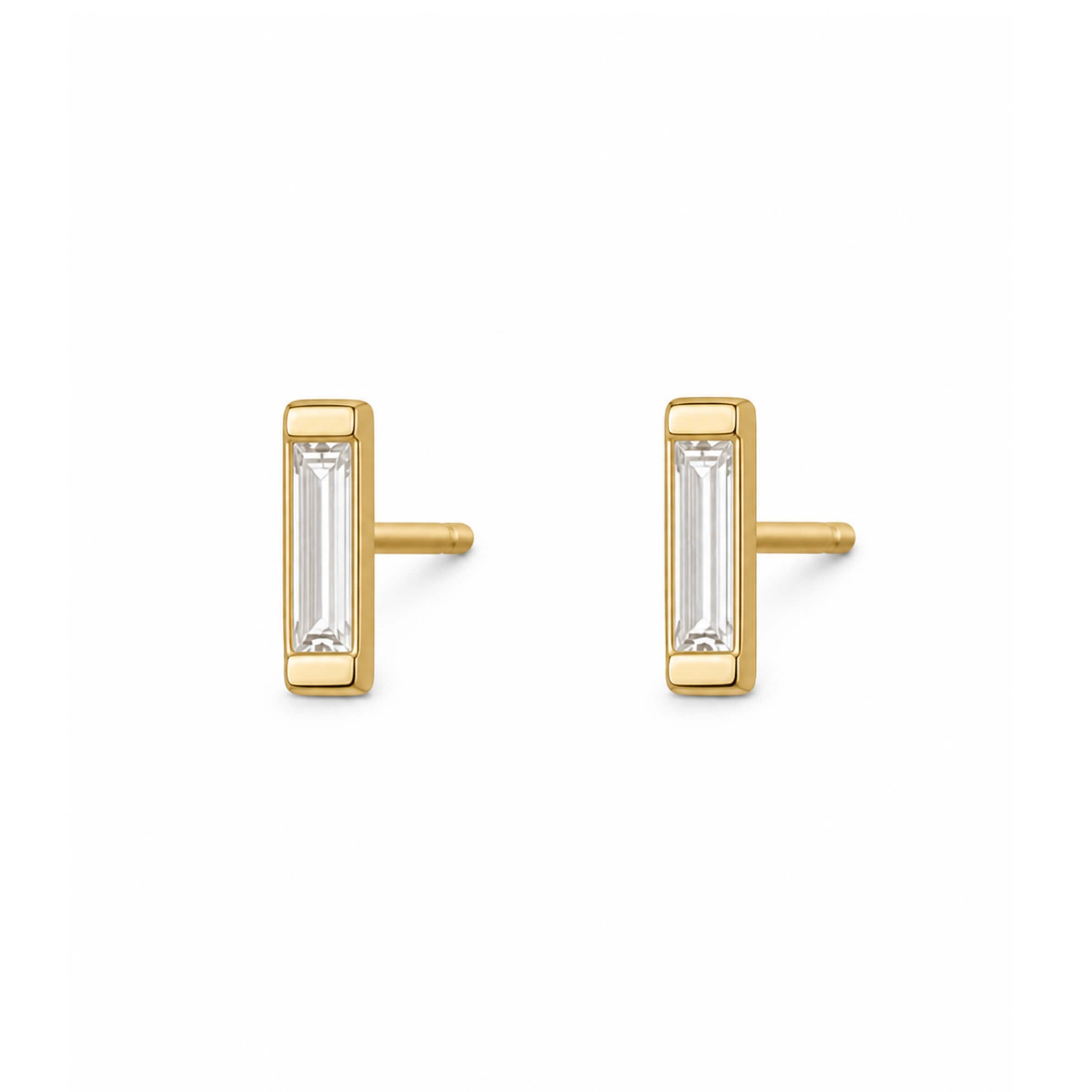 PRINCESS DIAMOND BAGUETTE BAR STUDS - EmersonRyder 