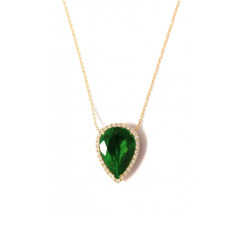 Diamond Bezel Emerald Necklace