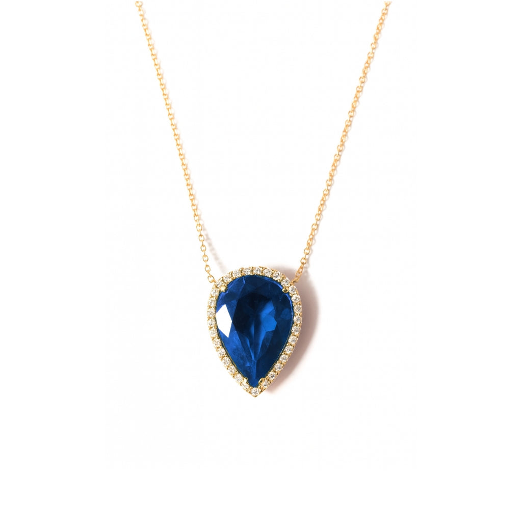 Diamond Bezel Sapphire Necklace