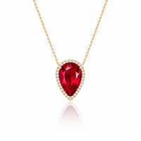 RUBY PEAR DIAMOND BEZEL NECKLACE
