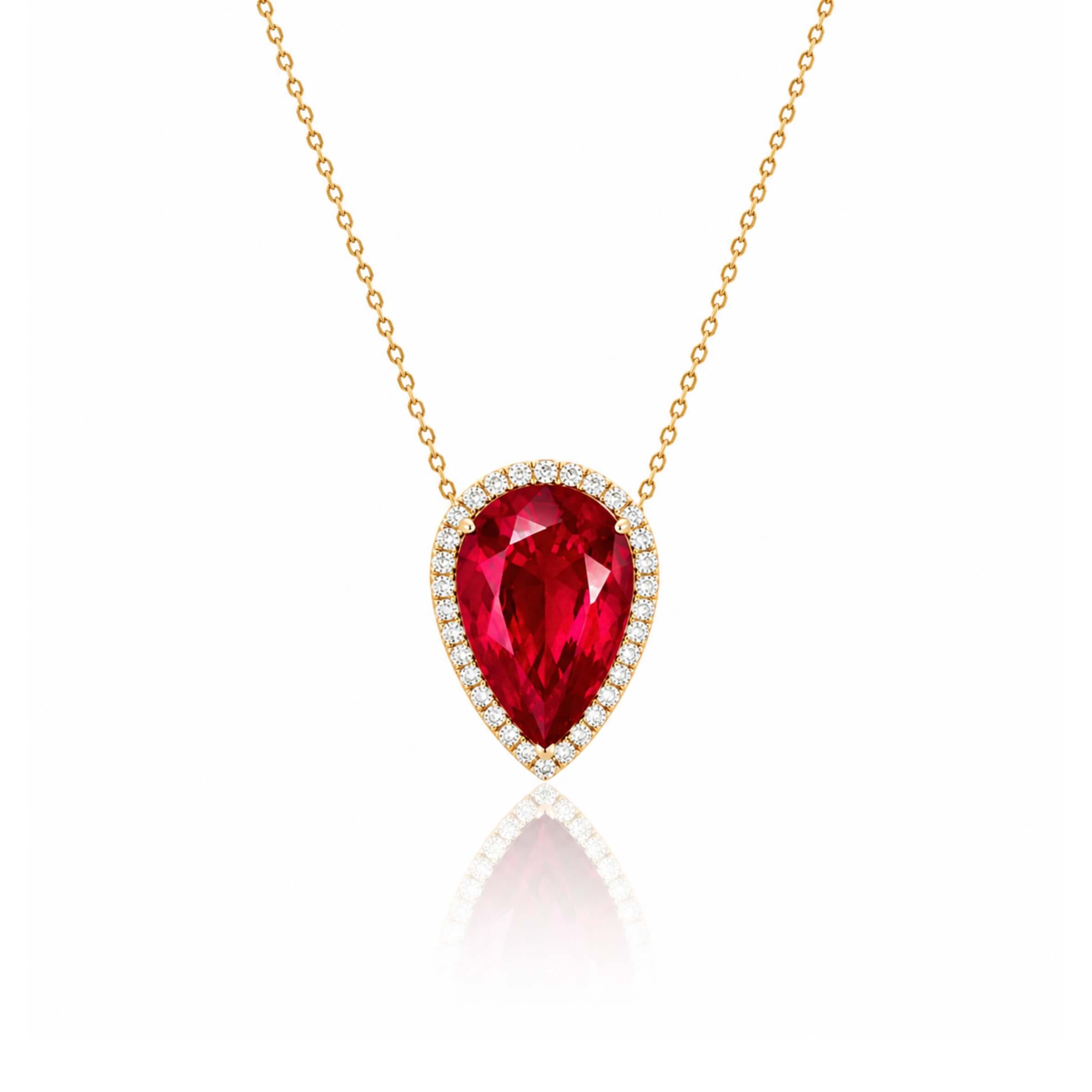 RUBY PEAR DIAMOND BEZEL NECKLACE - EmersonRyder 