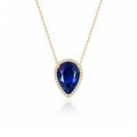SAPPHIRE PEAR DIAMOND BEZEL NECKLACE