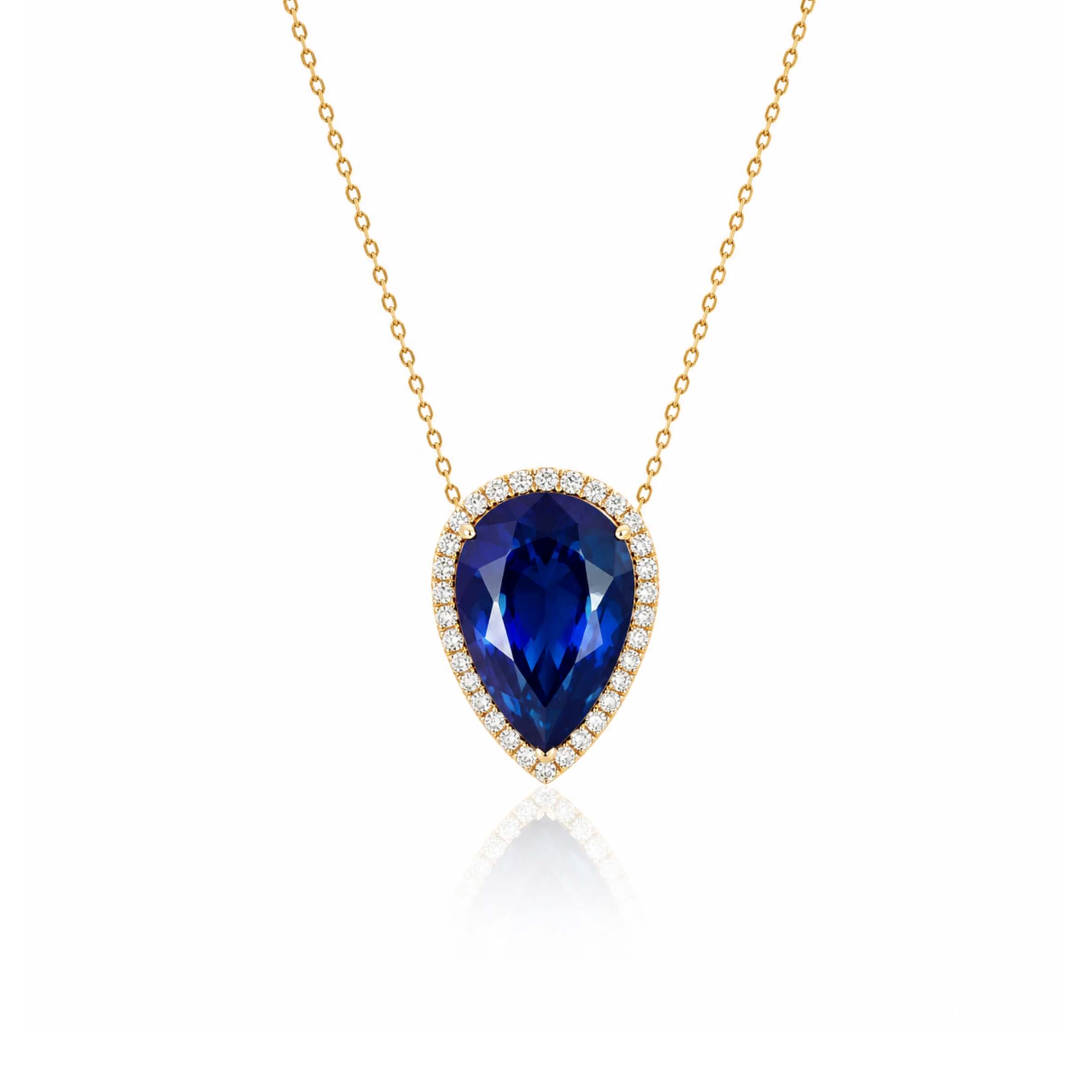 SAPPHIRE PEAR DIAMOND BEZEL NECKLACE - EmersonRyder 