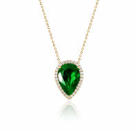 EMERALD PEAR DIAMOND BEZEL NECKLACE