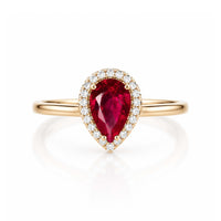 RUBY PEAR DIAMOND BEZEL RING