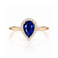 SAPPHIRE PEAR DIAMOND BEZEL RING