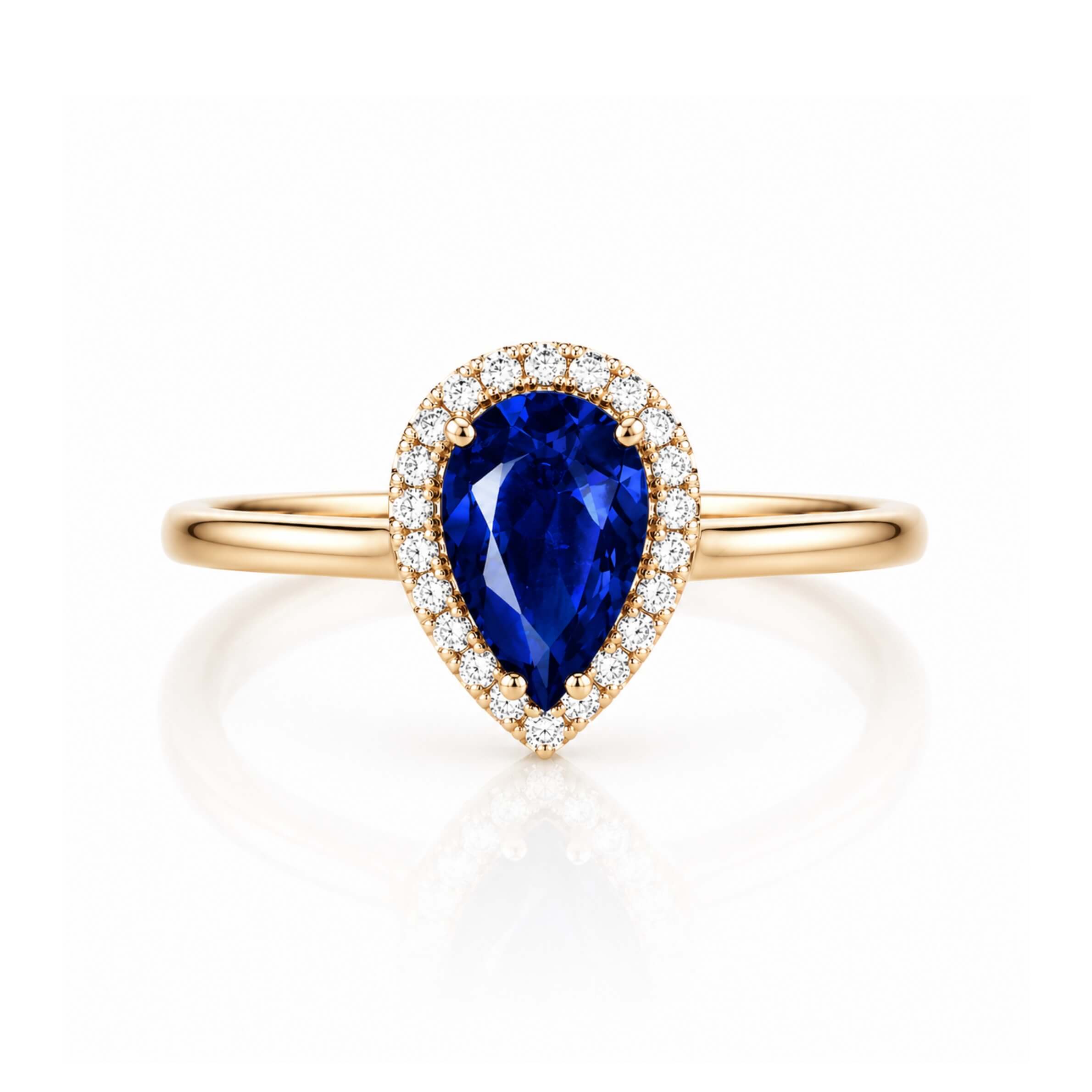 SAPPHIRE PEAR DIAMOND BEZEL RING - EmersonRyder 