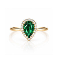 EMERALD PEAR DIAMOND BEZEL RING