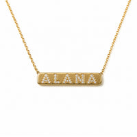 CUSTOM DIAMOND ID GOLD BAR NECKLACE
