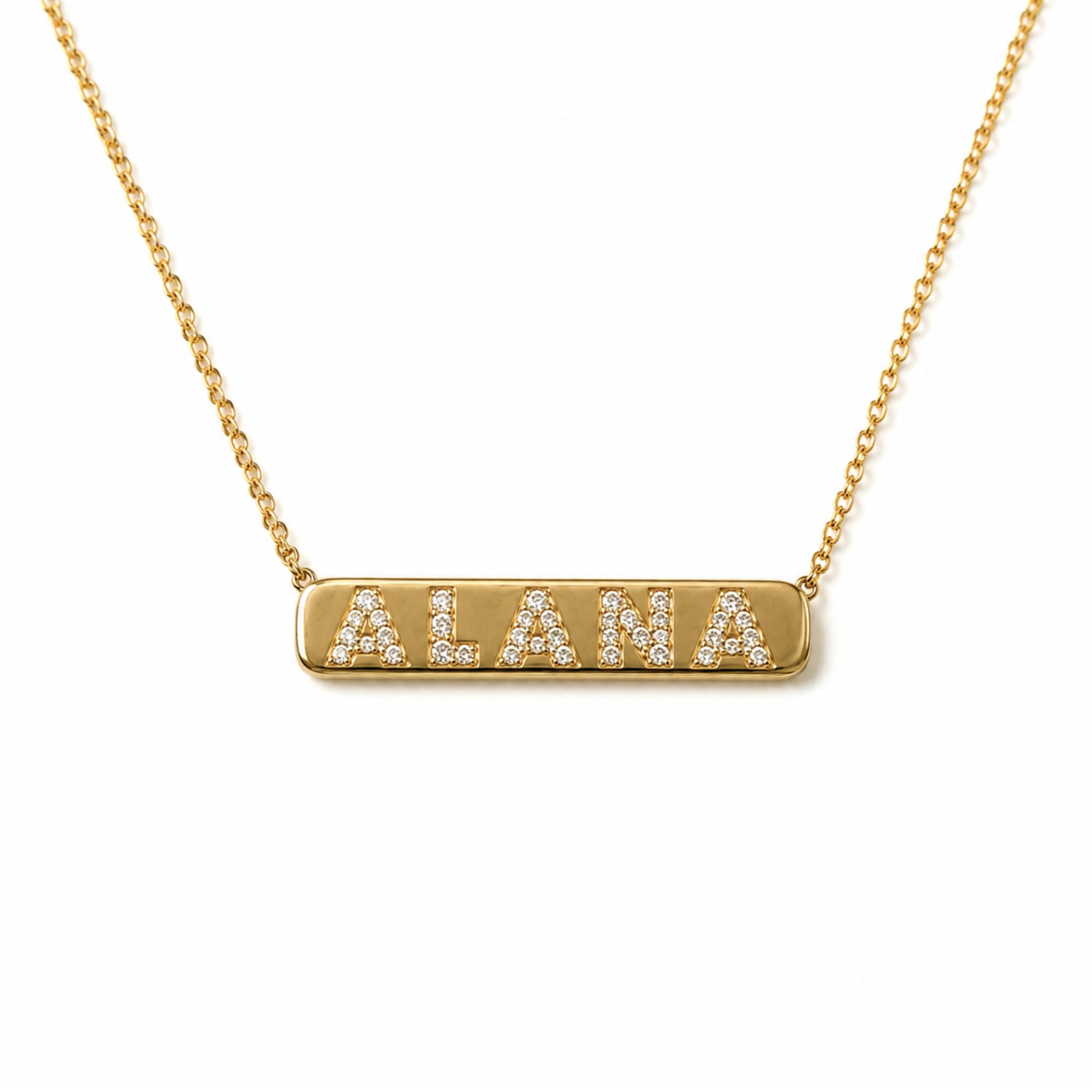 CUSTOM DIAMOND ID GOLD BAR NECKLACE - EmersonRyder 