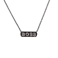 BOSS BLACK RHODIUM DIAMOND BAR NECKACE
