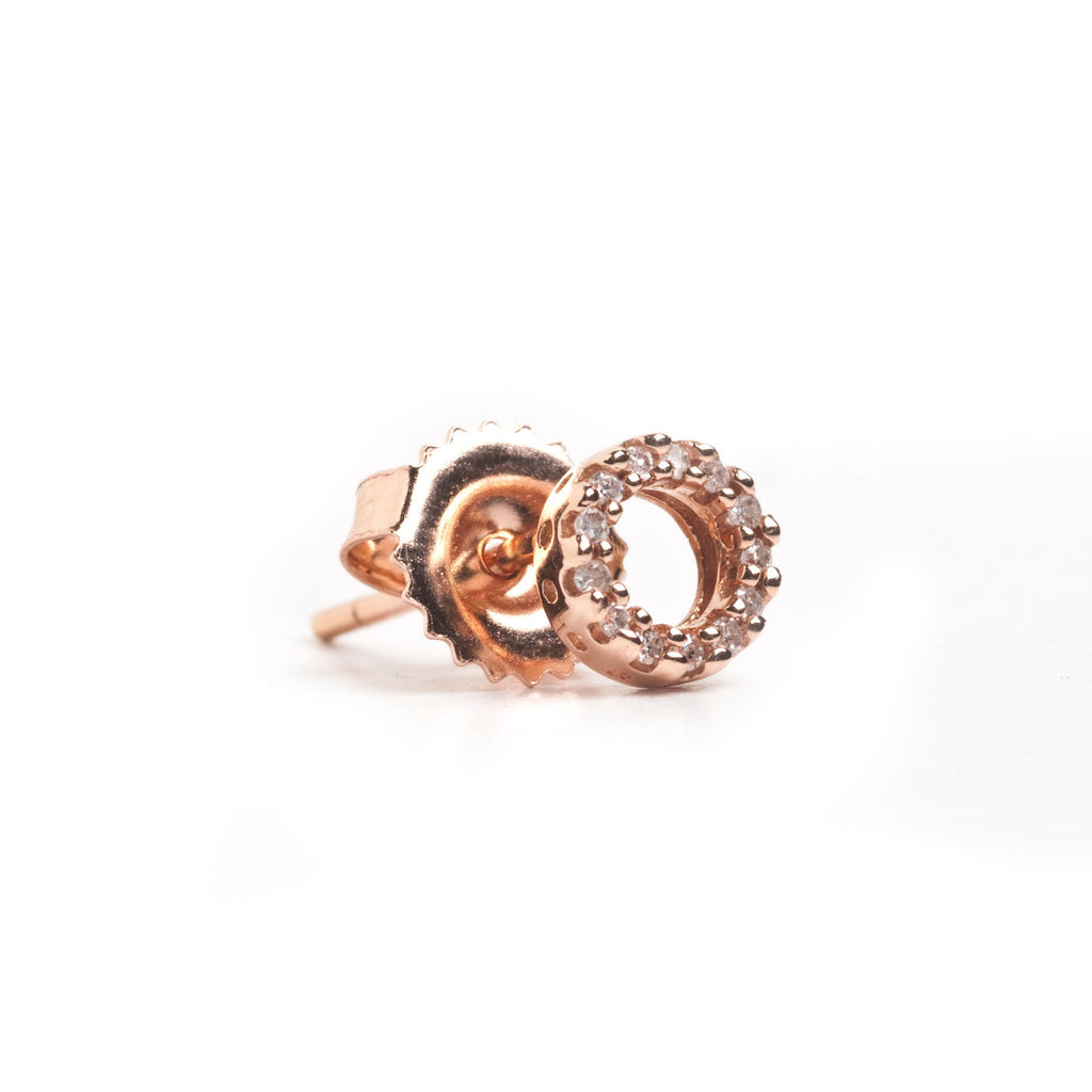 Diamond O Initial Earring