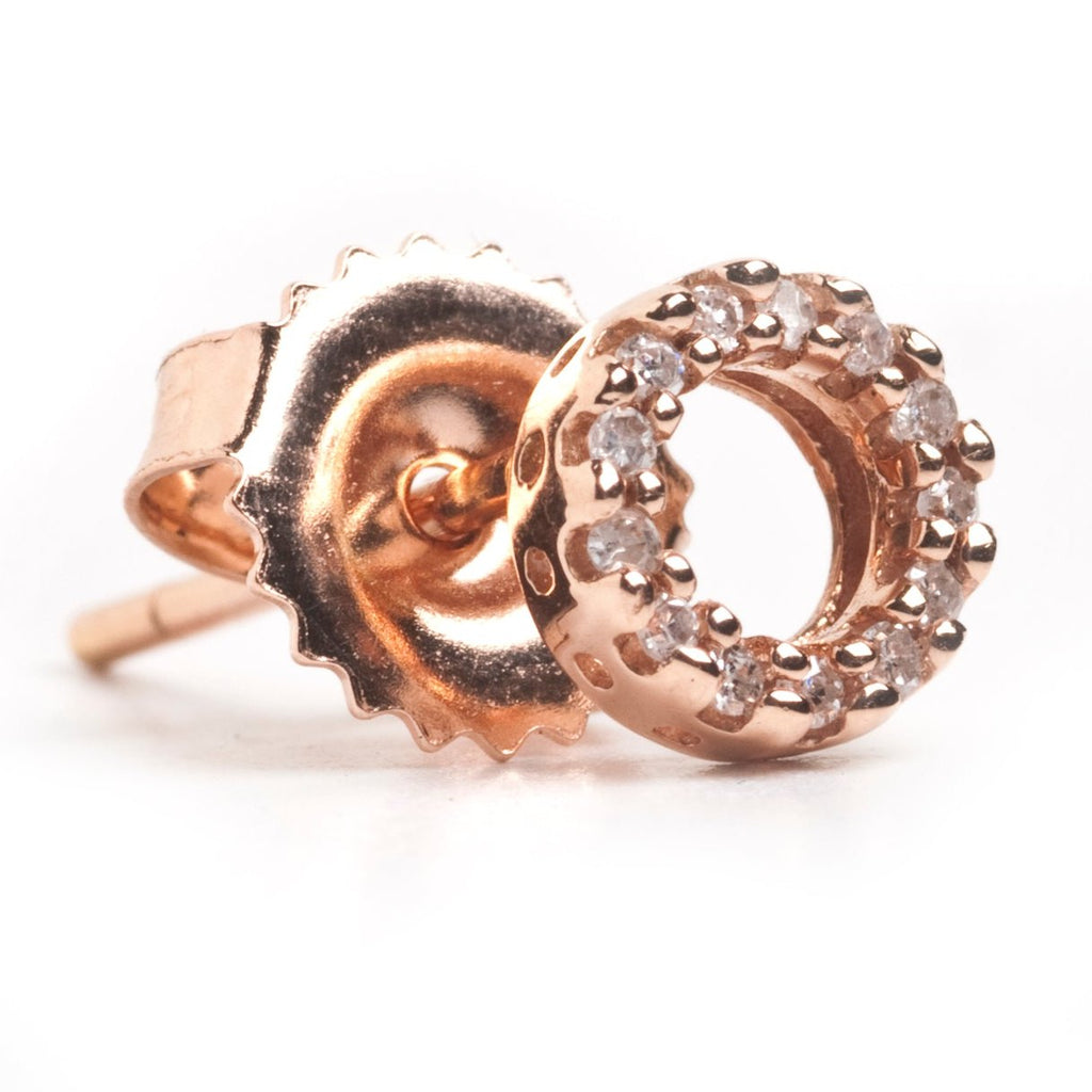 Diamond O Initial Earring