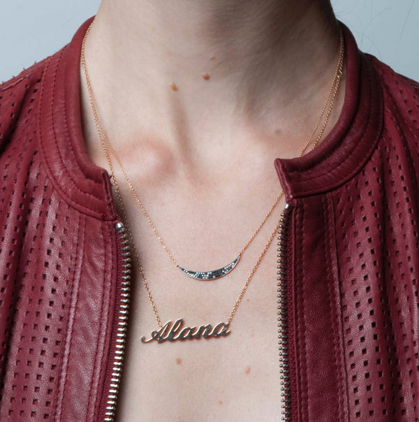 Black Diamond Half Moon Necklace - EmersonRyder 
