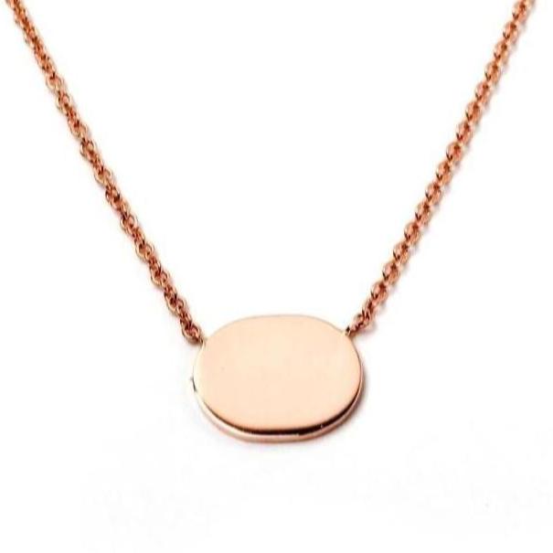 Solid Gold Oval Necklace