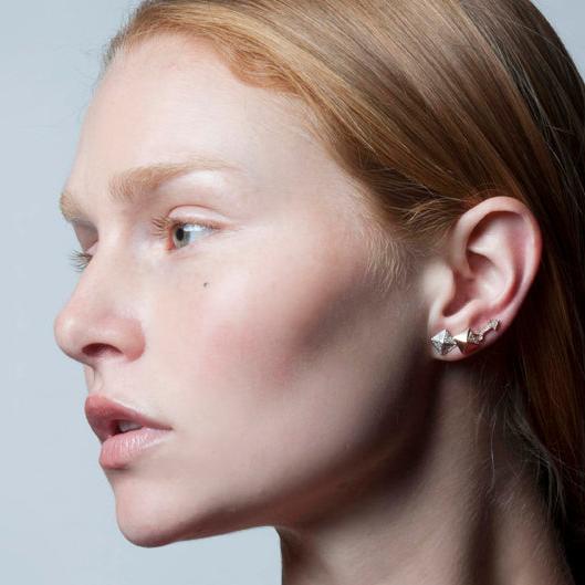 Diamond Pyramid Stud Earrings