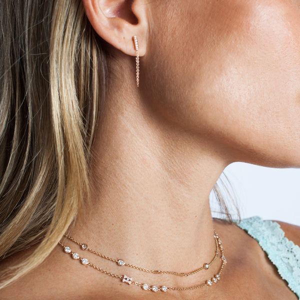 Diamond Bar Chain Stud Earrings - EmersonRyder 