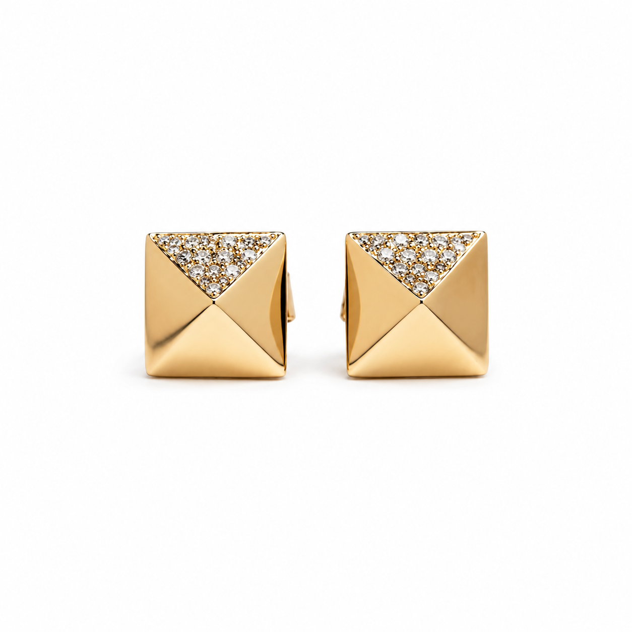 PYRAMIDS IN LIGHT PAVÉ STUD EARRINGS - EmersonRyder 