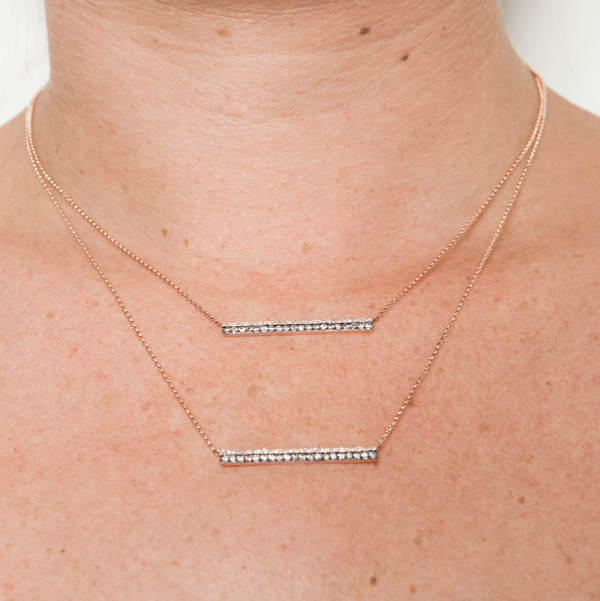 Champagne & White Diamond Double Bar Necklace - EmersonRyder 