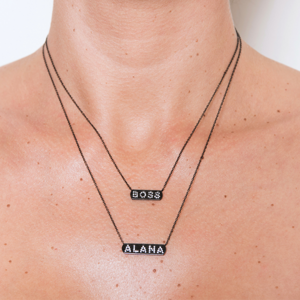 Black BOSS Bar Necklace - EmersonRyder 