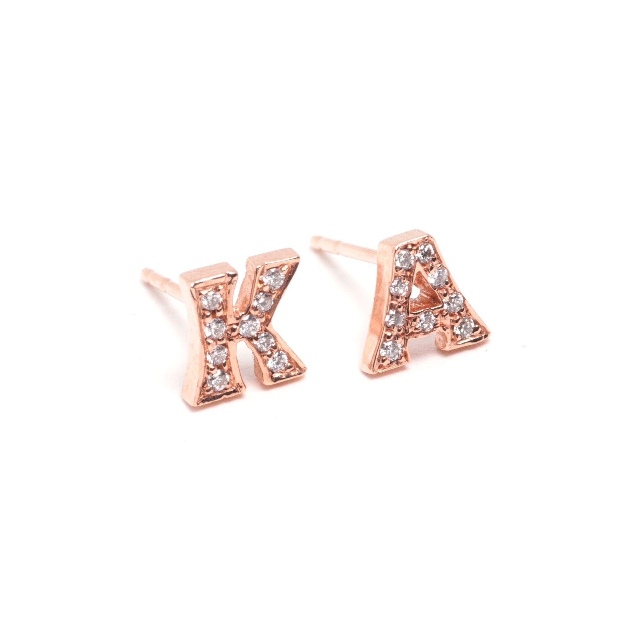 Custom Diamond Initial Earrings - EmersonRyder 
