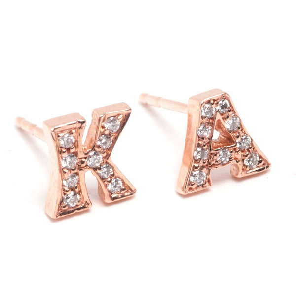 Custom Diamond Initial Earrings - EmersonRyder 