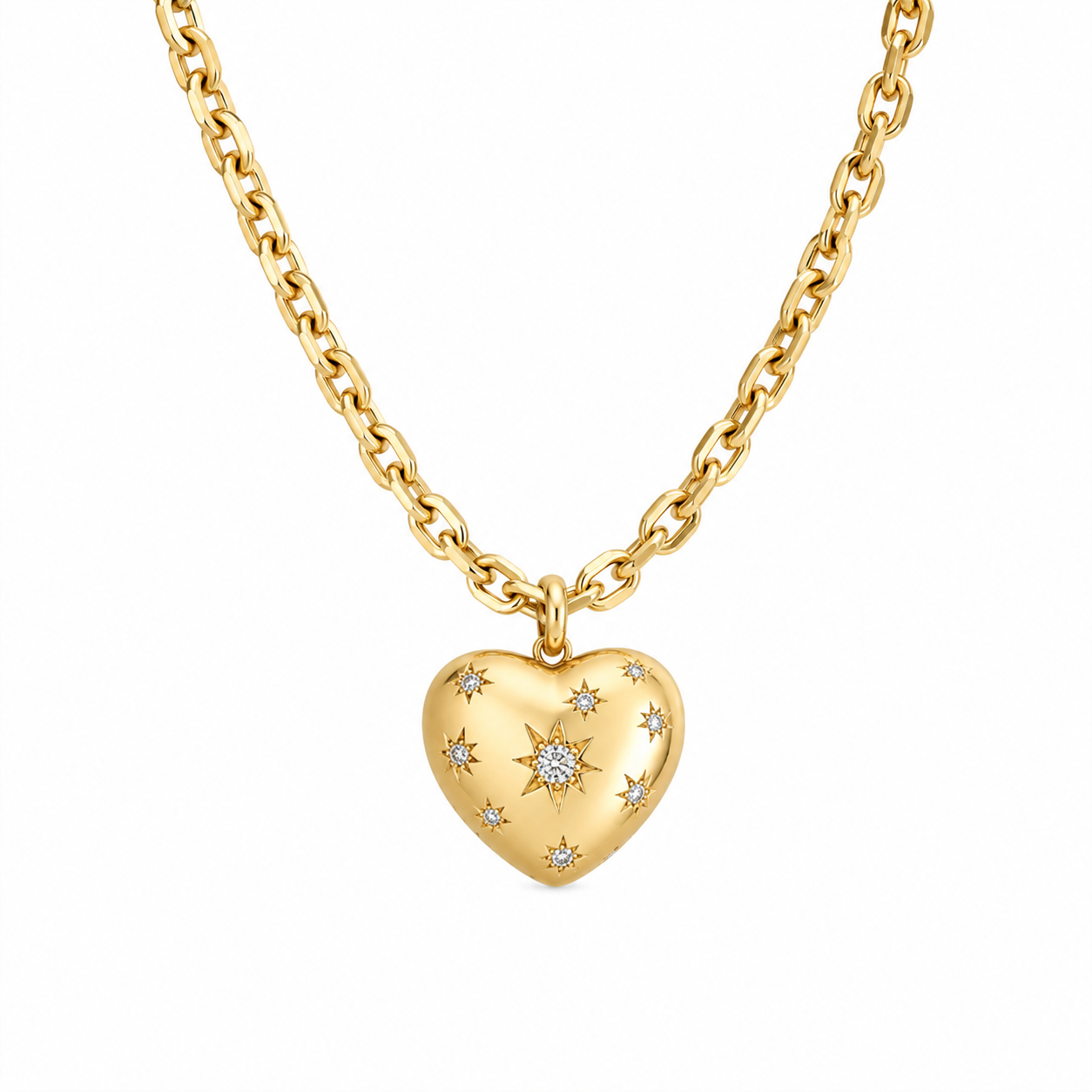 DIAMOND STARBURST BUBBLE HEART NECKLACE - EmersonRyder 