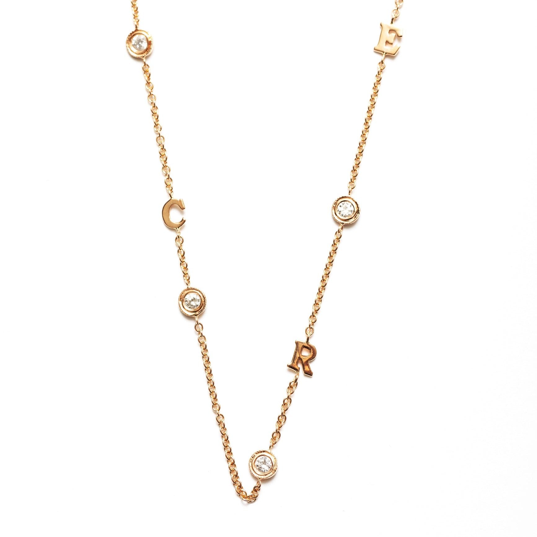 5 Diamond Custom Initial Necklace - EmersonRyder 