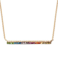 RAINBOW & WHITE DIAMOND BAR NECKLACE