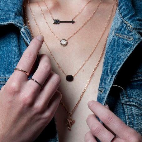 Black & White Diamond Disc Necklace - EmersonRyder 