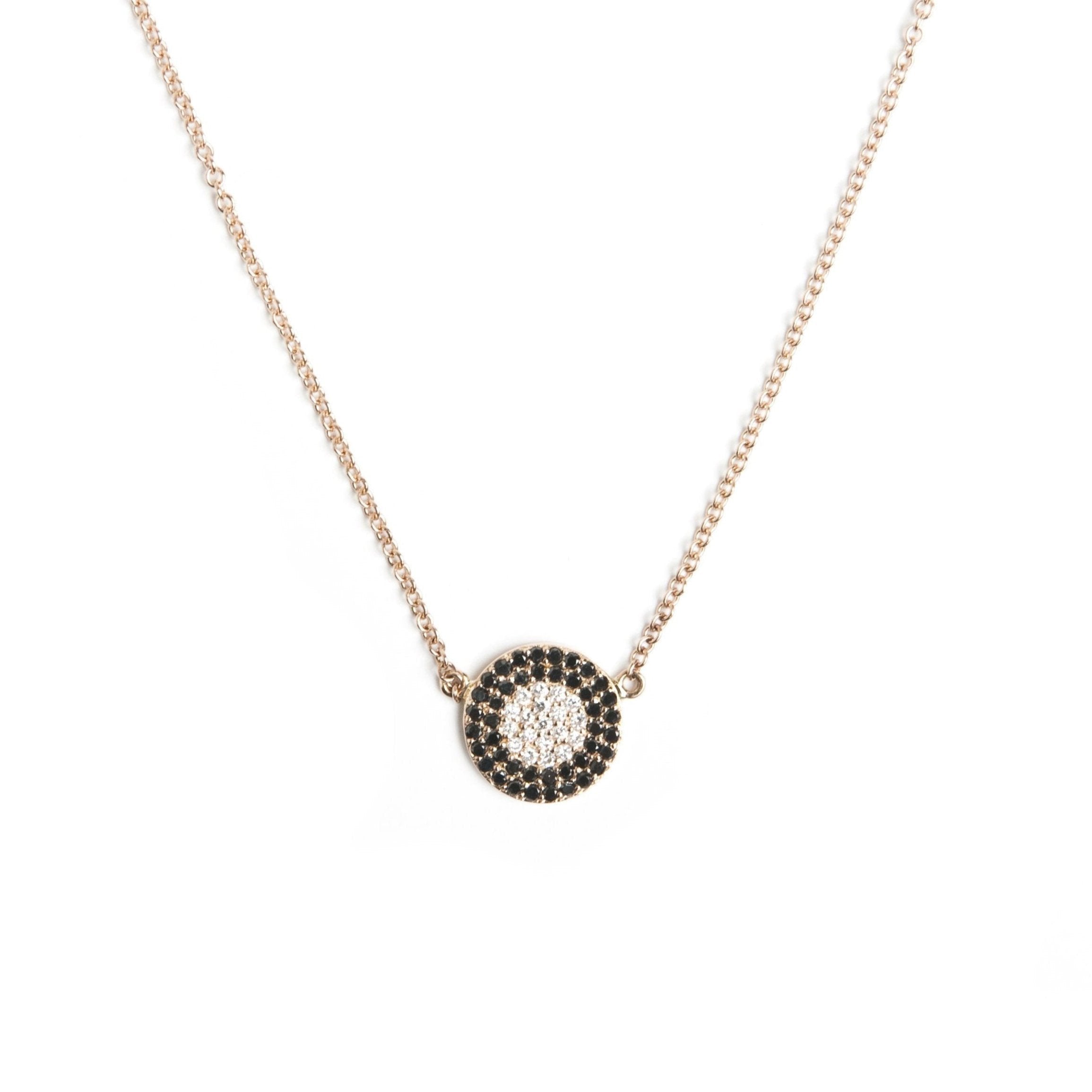 Black & White Diamond Disc Necklace - EmersonRyder 