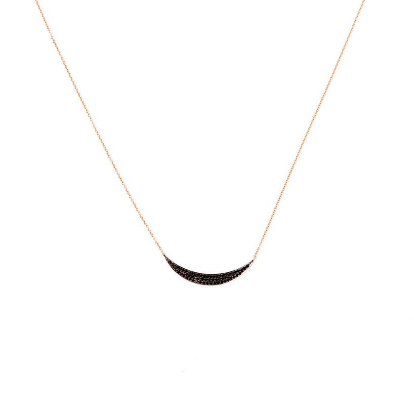 Black Diamond Half Moon Necklace - EmersonRyder 