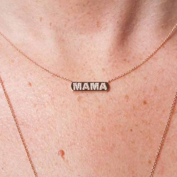 Diamond MAMA Bar Necklace - EmersonRyder 